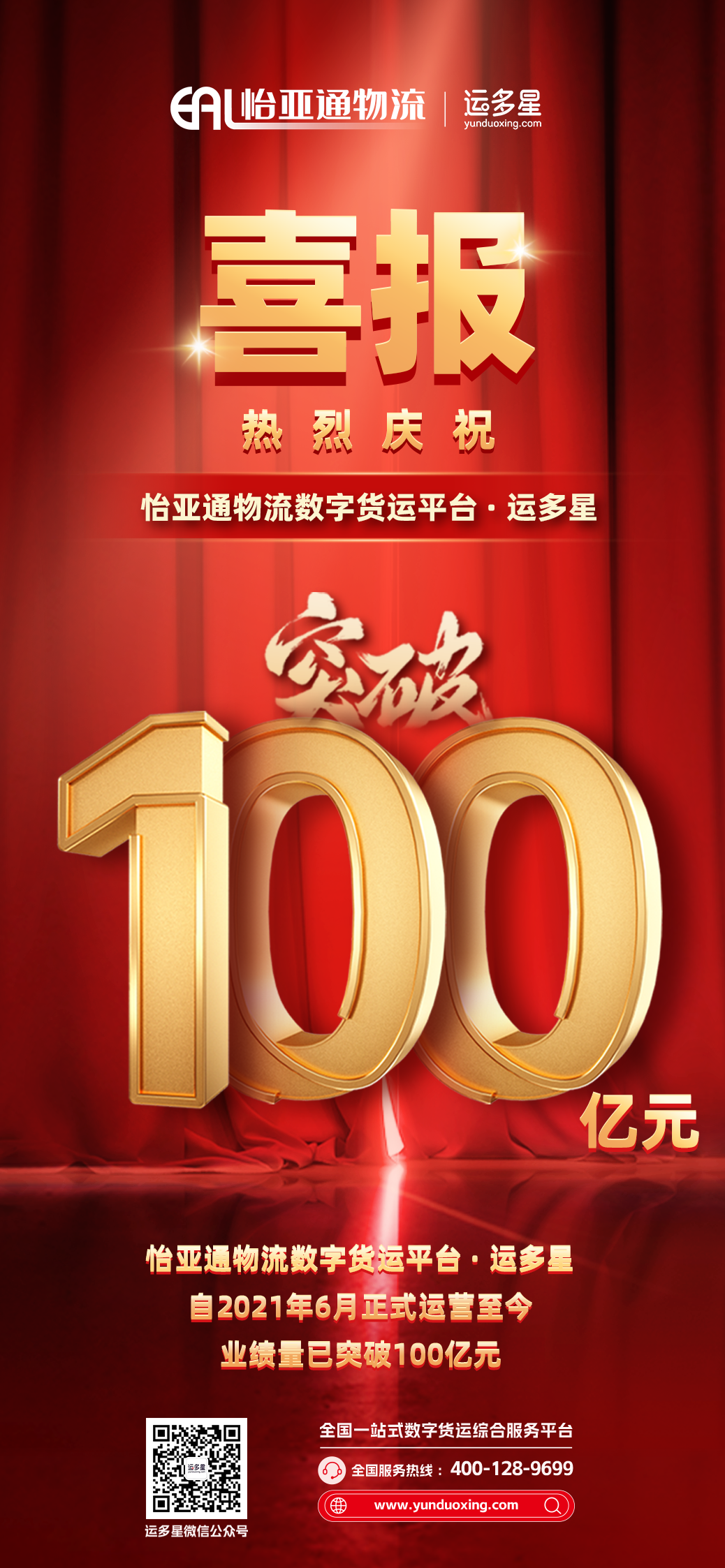 热烈庆祝 | AG真人官方物流数字货运平台·运多星累计业绩量突破100亿元